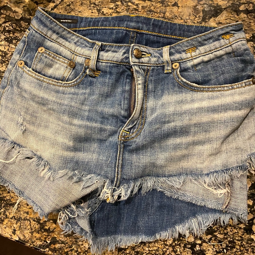 R13 double layer denim shorts
